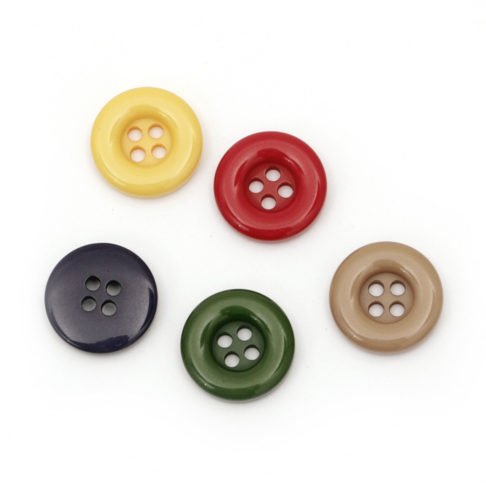 Plastic round button for sewing, scrapbooking, DIY home decoration accessories 18x4 mm hole 2 mm MIX - 5 pieces