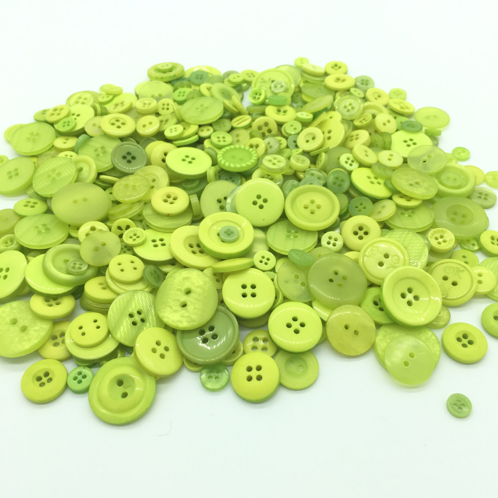 Plastic Buttons for Decoration / 9-30 mm / Green Range - 300 grams