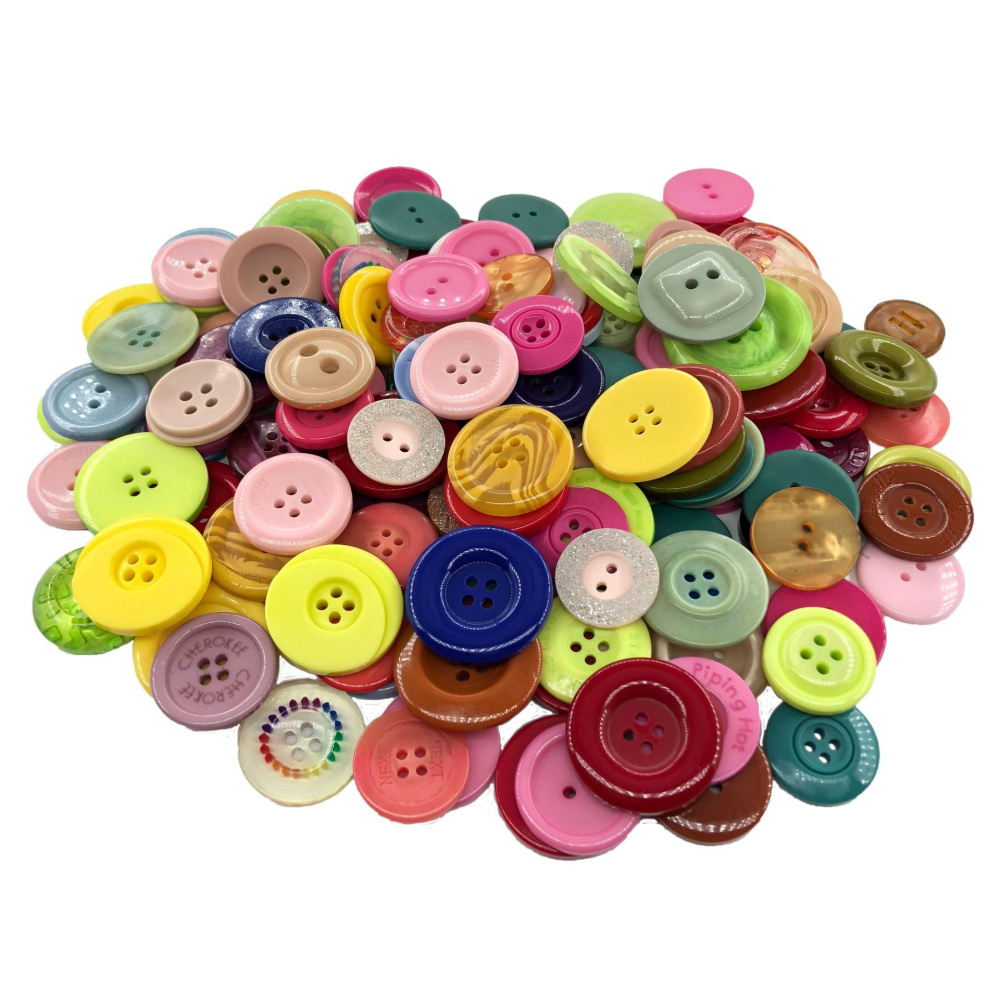 Plastic Buttons for Decoration /  15-20 mm / MIX - 300 grams