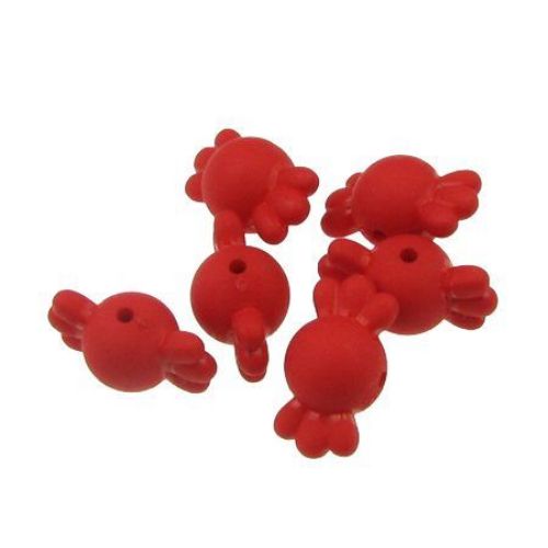 Matte, plastic bead candy 17x9 mm hole 1.4 mm red -50 grams ~ 78 pieces