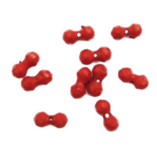 Opaque Faceted Plastic Bead, 11x5 mm, Hole: 1.4 mm, Red - 50 grams