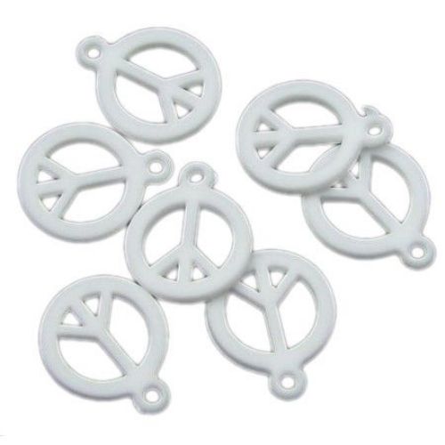 Bead solid PEACE 15 mm hole 1.5 mm white -50 grams