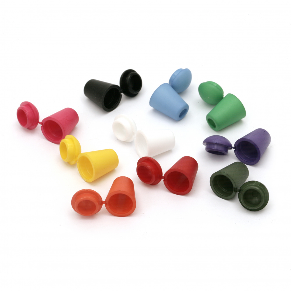 Plastic Cord Ends with Cap for Jewelry Making / 18x12 mm - 10 pieces