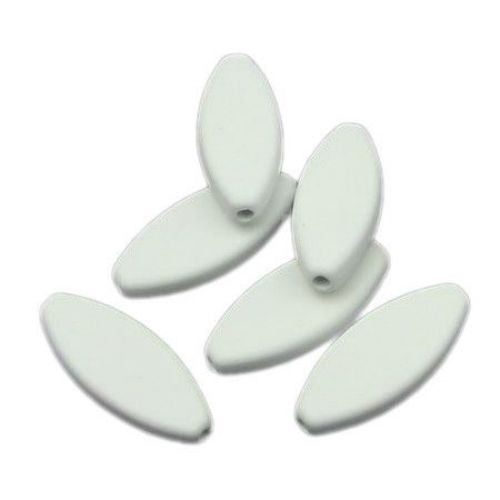 Flat Oval Plastic Bead, 29x13x6 mm, Hole: 2.5 mm, White -50 grams