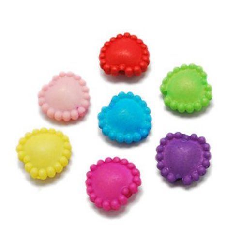 Multi-colored Plastic Heart Bead, 14x14x6 mm, Hole: 1.5 mm, MIX - 50 grams ~ 140 pieces