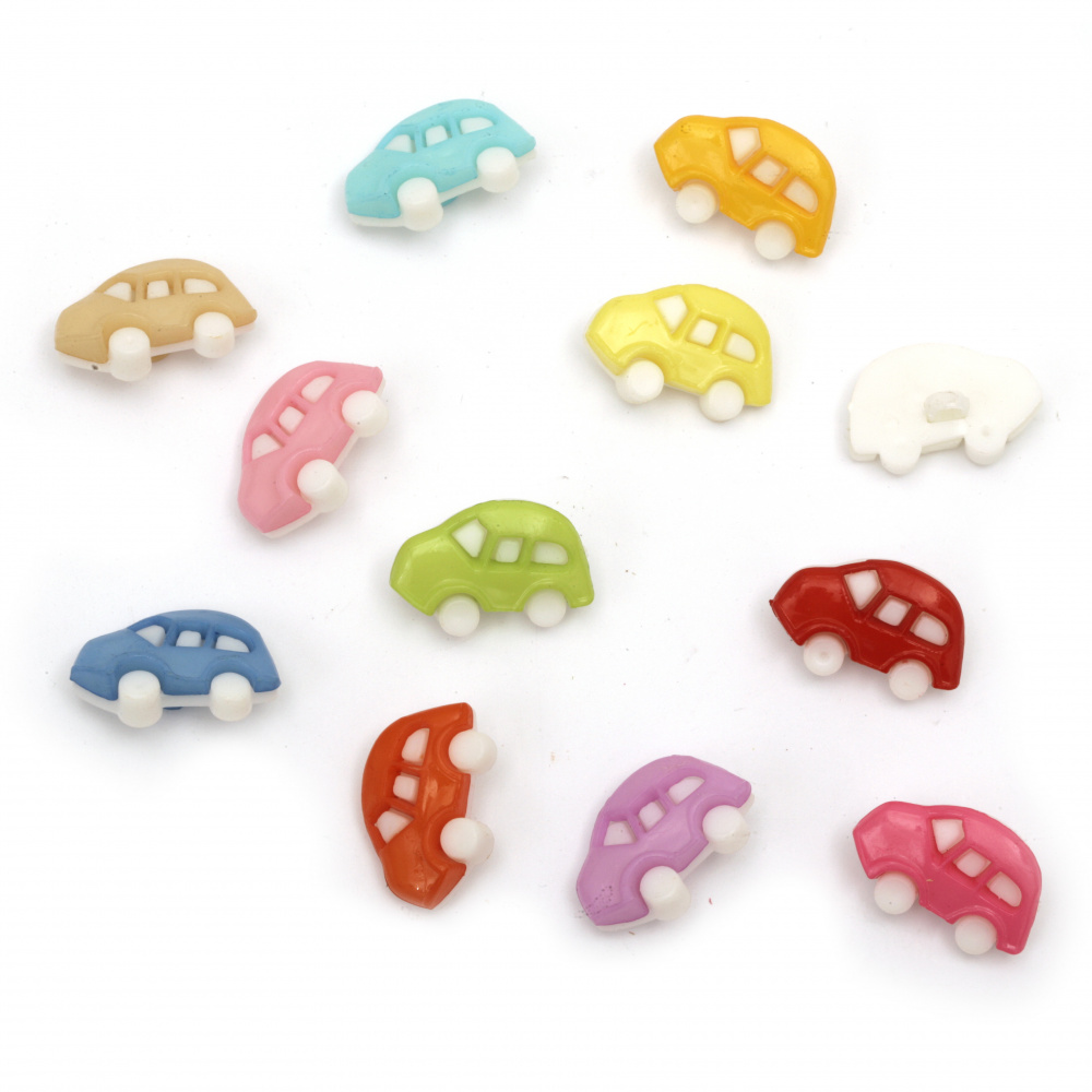 Plastic car button for sewing 16x25x6 mm hole 3 mm mixed color - 10 pieces