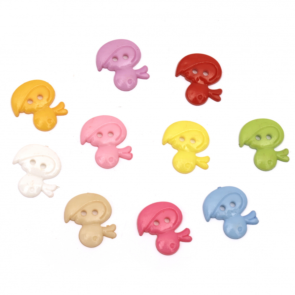 Plastic duck button for sewing, scrapbooking, DIY home decoration accessories 21x19x3 mm hole 2 mm mix - 10 pieces