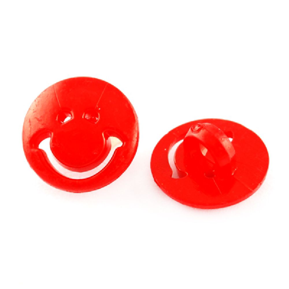 Κουμπί πλαστικό χαμόγελο 20x9mm Τρύπα 3mm κόκκινο -10τεμάχια