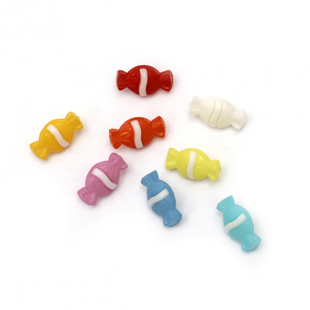 Plastic candy button for sewing 20x11x4 mm hole 4 mm mix - 20 pieces
