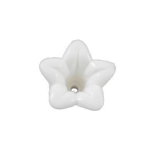 Opaque Plastic Bell-flower Bead,  18x18x12 mm, Hole: 2 mm, White -20 grams ~ 31 pieces
