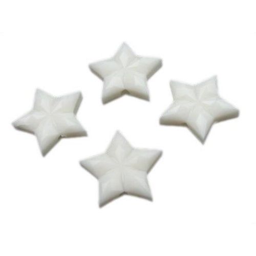 Shiny Acrylic Star Bead for HANDMADE Accessories,    16x17x7 mm, Hole: 2 mm, White -50 grams ~ 75 pieces