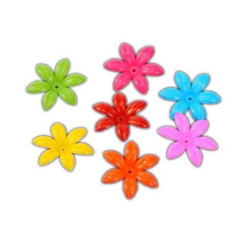 Flower densely shiny 35x8 mm hole 2 mm MIX -20 grams ~ 15 pieces