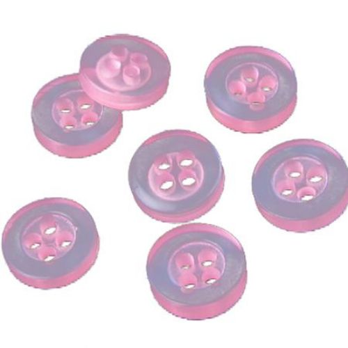 Plastic pearl button for sewing, scrapbooking, DIY home decoration accessories 9x2.5 mm four holes 1 mm pink - 20 pieces