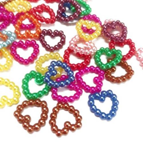 Connecting element pearl 11x11x2 mm heart ASSORTED -50 pieces