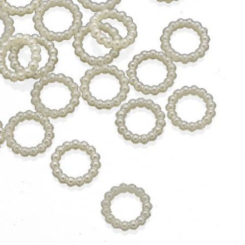 Element de conectare perla 10x2 mm cerc alb -50 bucăți