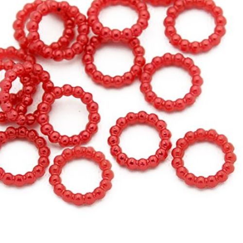 Pearl Connecting element  10x2 mm circle red -50 pieces
