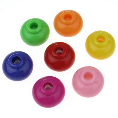 Мънисто плътно 12x16 мм дупка 4 мм МИКС -50 грама