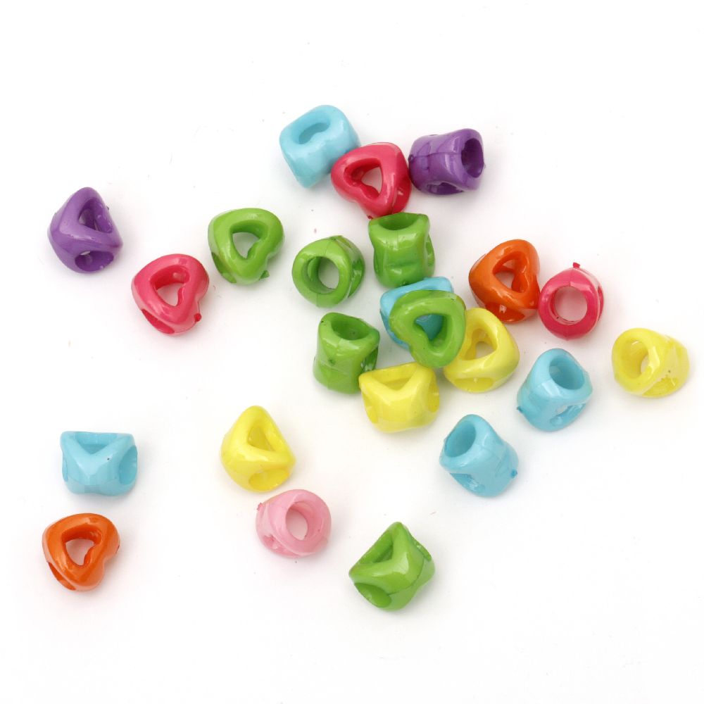 Heart tight 9.8x10x8 mm hole 5 mm MIX -50 grams ~ 180 pieces