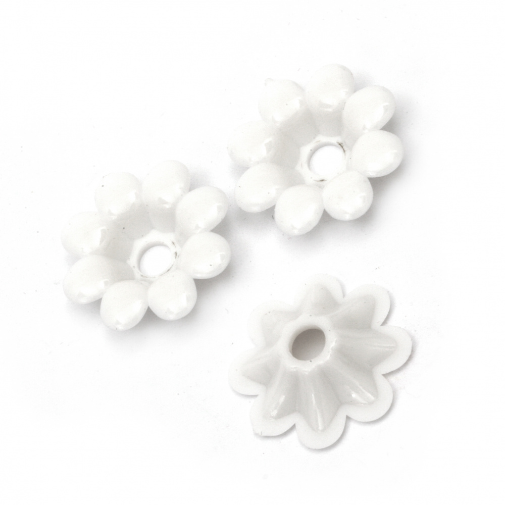 Flower bead 23x6 mm hole 5 mm white -50 grams ~ 75 pieces