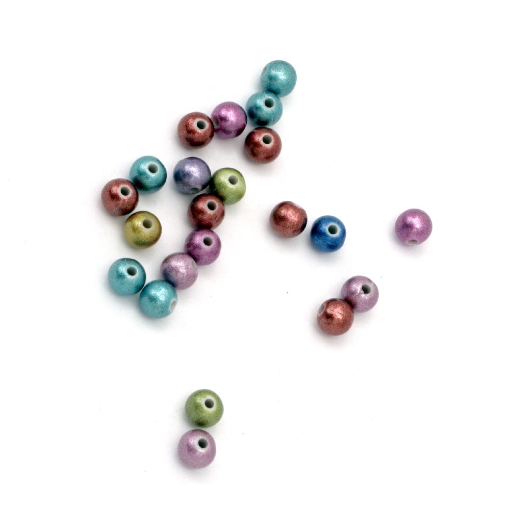 Bead solid ball 6 mm hole 1 mm shiny mix -20 grams ~ 160 pieces