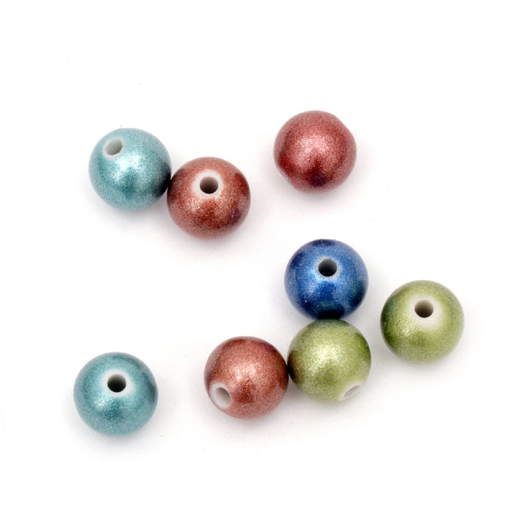 Bead solid ball 8 mm hole 1 mm shiny mix -20 grams ~ 68 pieces
