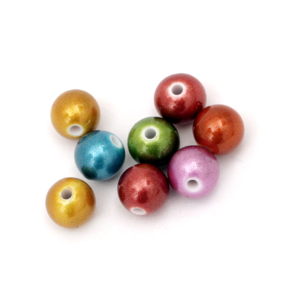Bead solid ball 10 mm hole 1.5 mm shiny mix -20 grams ~ 36 pieces