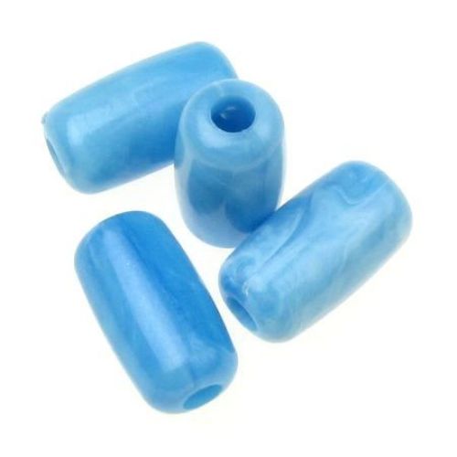 Beads cylinder thick 21x12 mm hole 4 mm melange light blue -50 grams