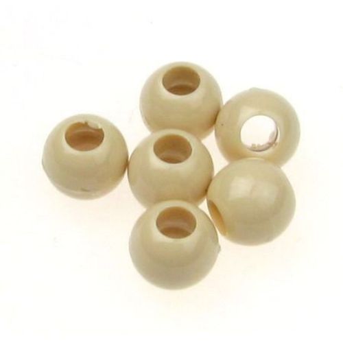 Acrylic Beads ball 10 mm hole 5 mm cream -50 grams