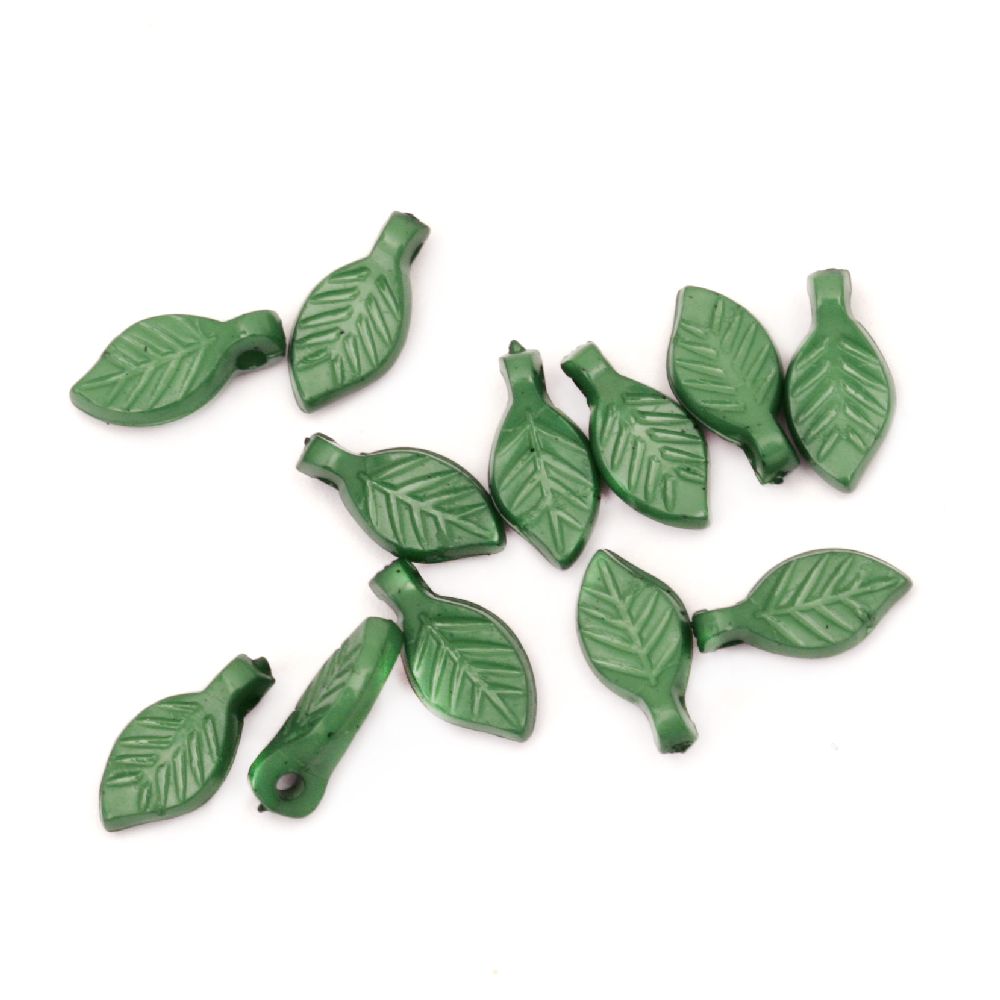 Pendant solid leaf 10x5 mm hole 1 mm color green -20 grams ~ 270 pieces