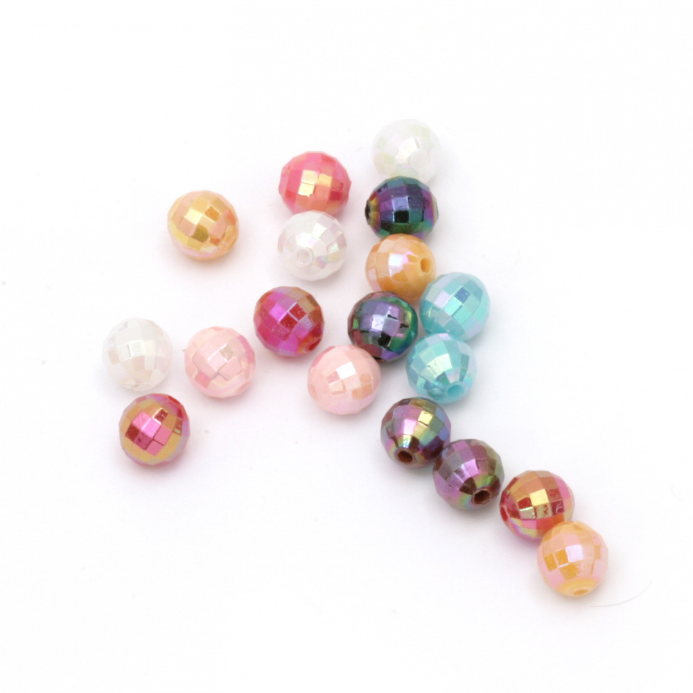 Faceted Beadsolid ball 8 mm hole 2 mm  arc MIX -20 grams ~ 80 pieces