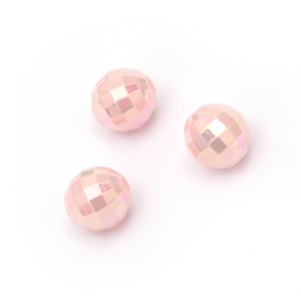 Faceted Bead solid ball 8 mm hole 2 mm rainbow color pink -20 grams ~ 80 pieces