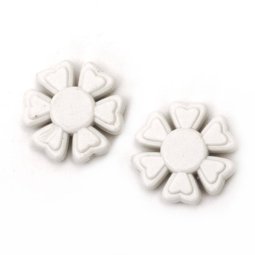 Bead  flower 20x5 mm hole 2 mm white -50 grams ~ 33 pieces