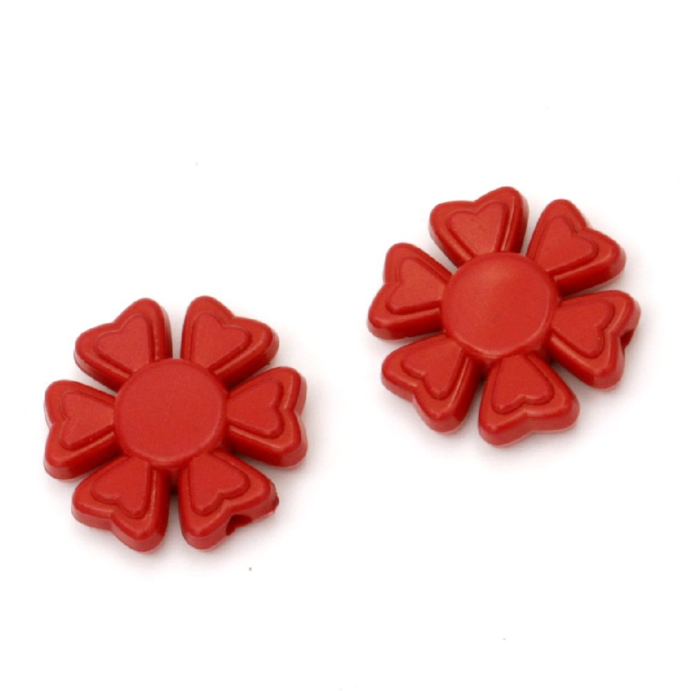 Bead solid flower 20x5 mm hole 2 mm red -50 grams ~ 33 pieces