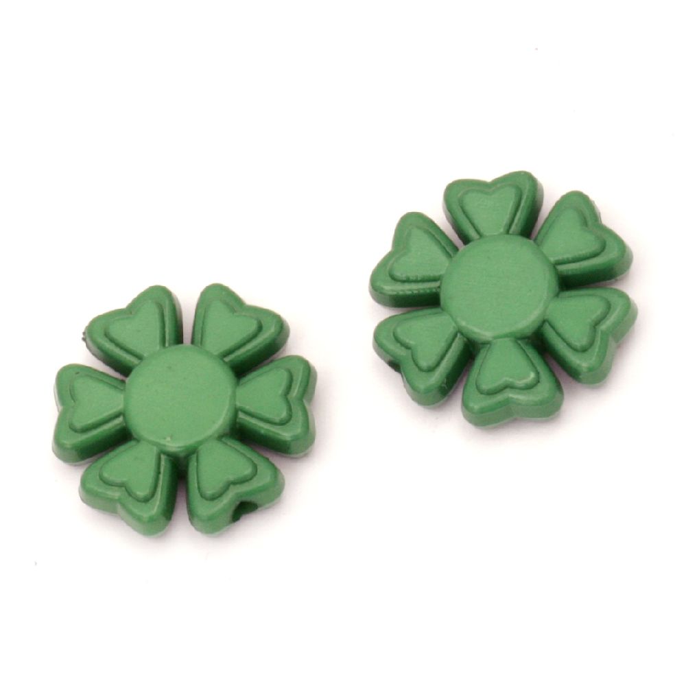 Bead solid flower 20x5 mm hole 2 mm green -50 grams ~ 33 pieces
