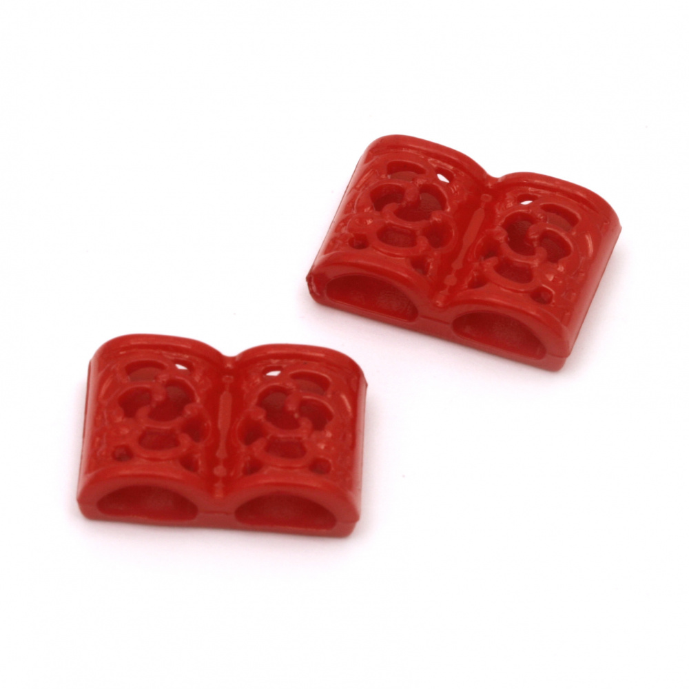 Bead tightly separated 20x14x5 mm two holes 3x6 mm red -50 grams ~ 60 pieces