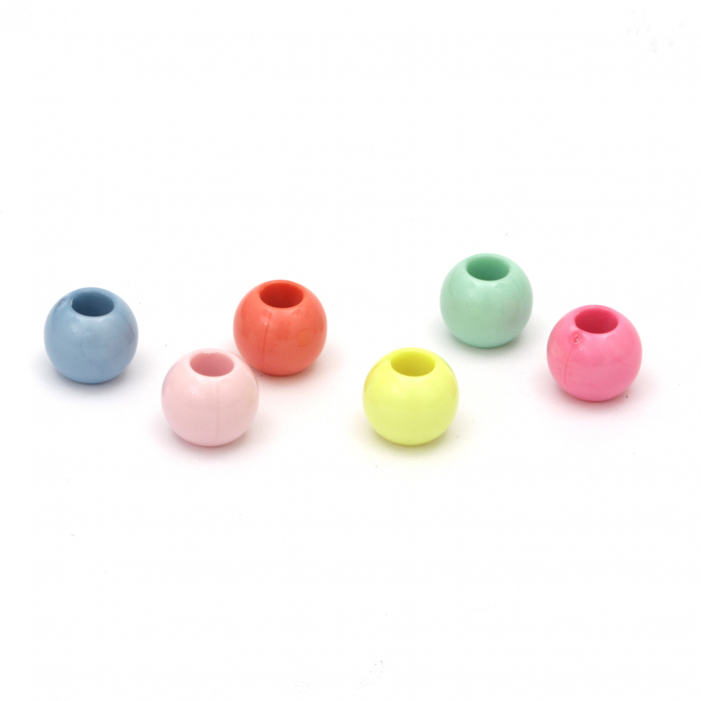 Acrylic Solid Ball Beads / 11x10 mm, Hole: 5 mm / MIX - 20 grams ~ 28 pieces