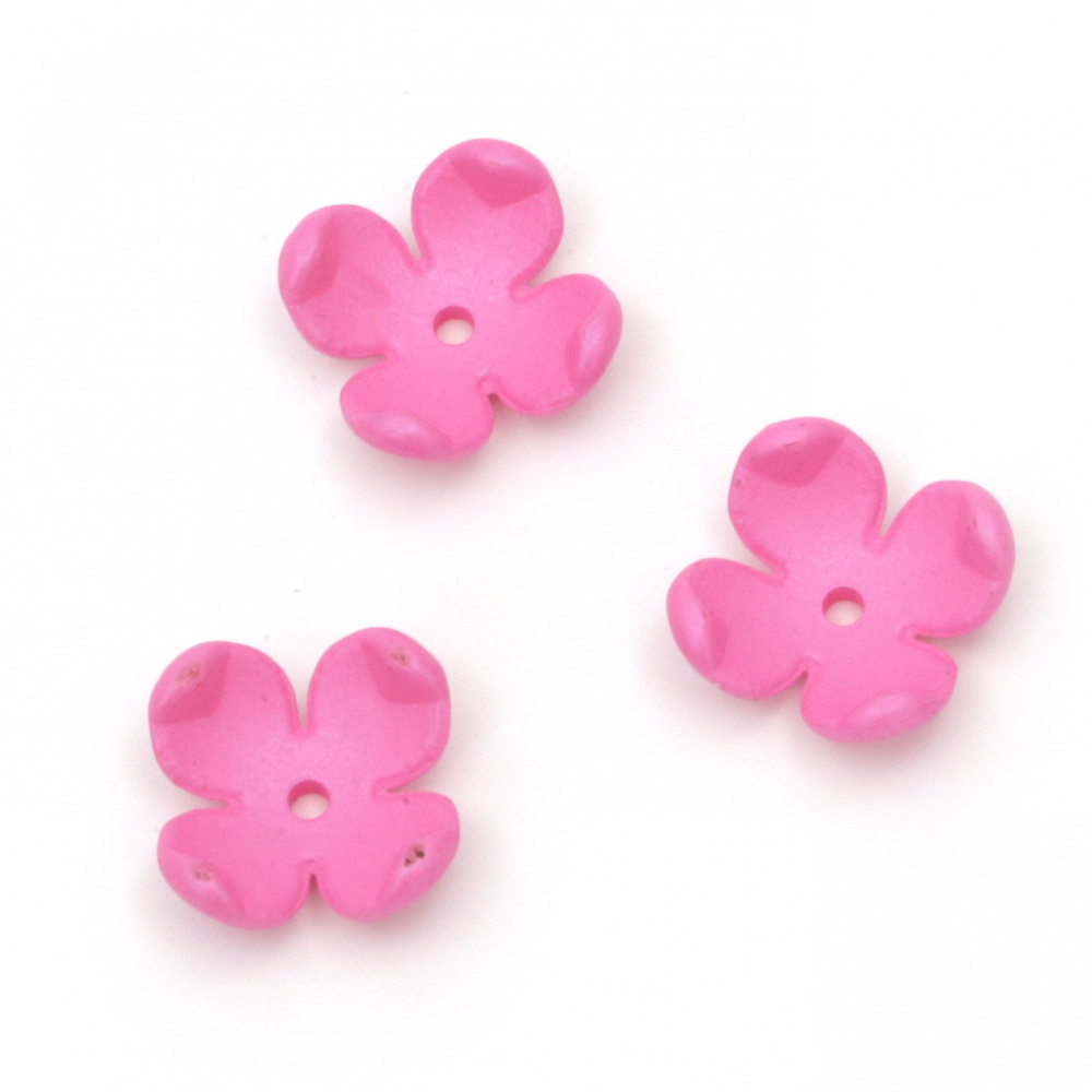 Beaded solid flower hat matte 14x6 mm hole 2 mm color pink RAINBOW -10 pieces