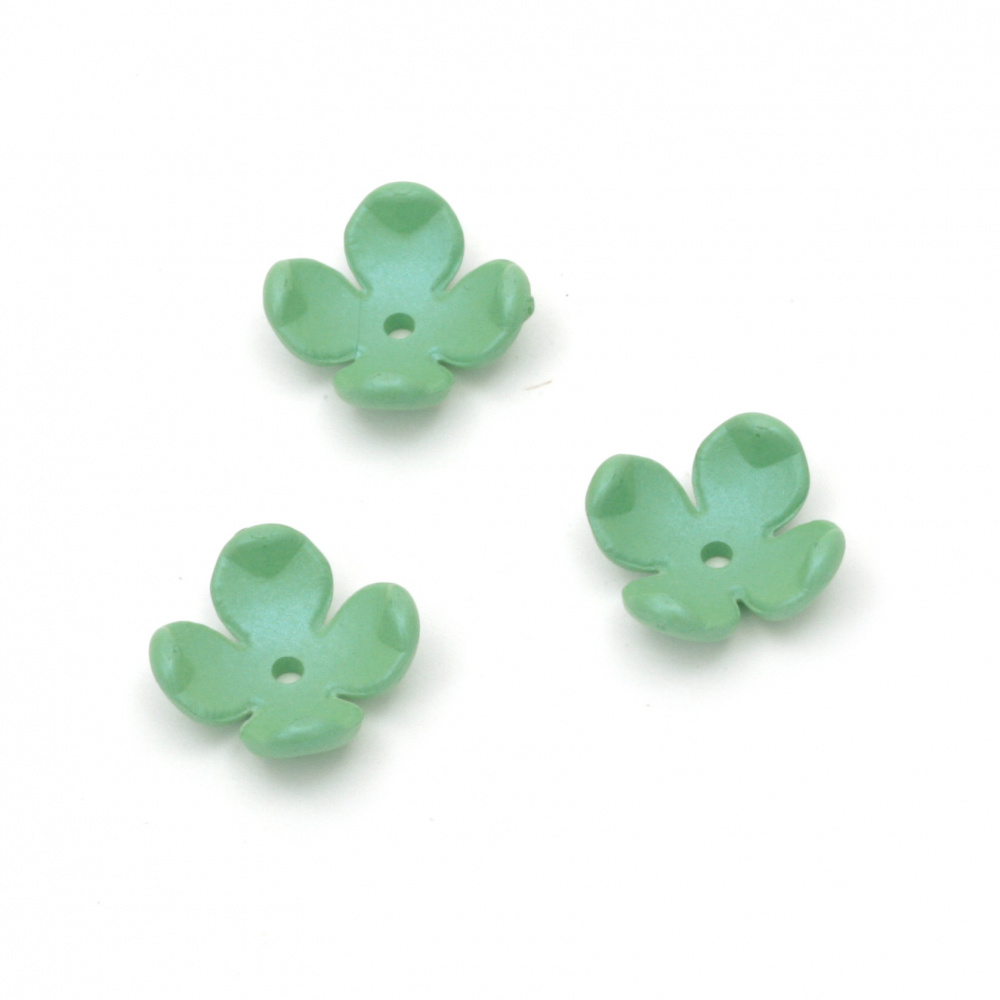 Bead solid flower hat matte 14x6 mm hole 2 mm color green RAINBOW -10 pieces