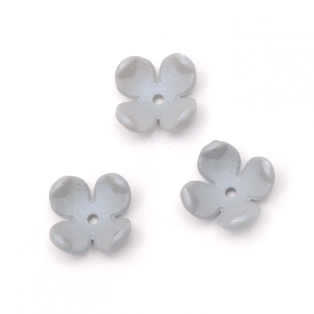 Bead solid flower hat matte 14x6 mm hole 2 mm color gray RAINBOW -10 pieces
