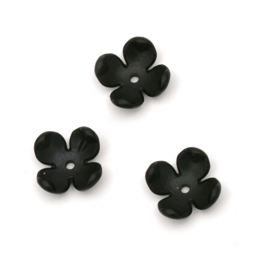 Χάντρα οπάκ καπελάκι λουλούδι 14x6 mm τρύπα 2 mm χρώμα μαύρο -10 τεμάχια