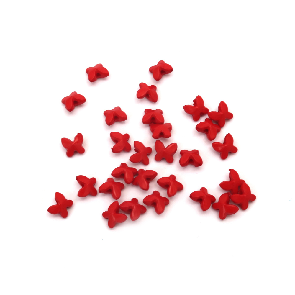 Solid Butterfly Bead / 8x7x5 mm,  Hole: 1 mm / Red - 50 grams ± 450 pieces