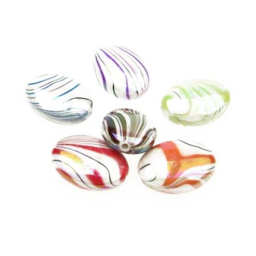 Oval 20x14,5x8 mm pictate gaură curcubeu 1,7 mm MIX -50 grame
