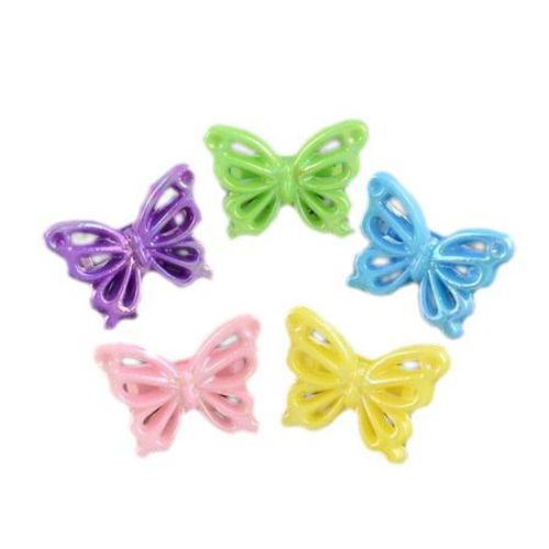 Fluture solid 18x24x8 mm gaură 13x2,5 mm RAINBOW MIX -20 grame ~ 22 bucăți