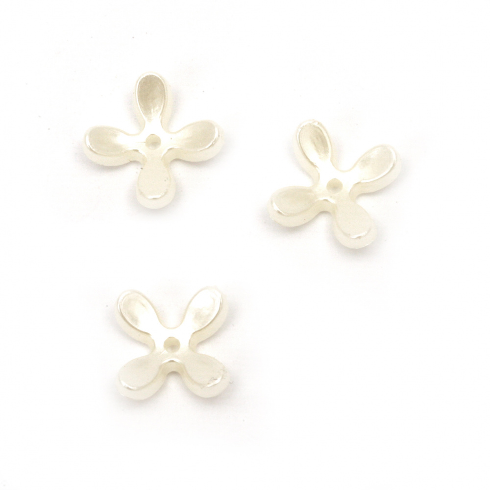 Plastic Flower Bead / Pearl Imitation, 14x5 mm, Hole: 1 mm, Cream -20 pieces