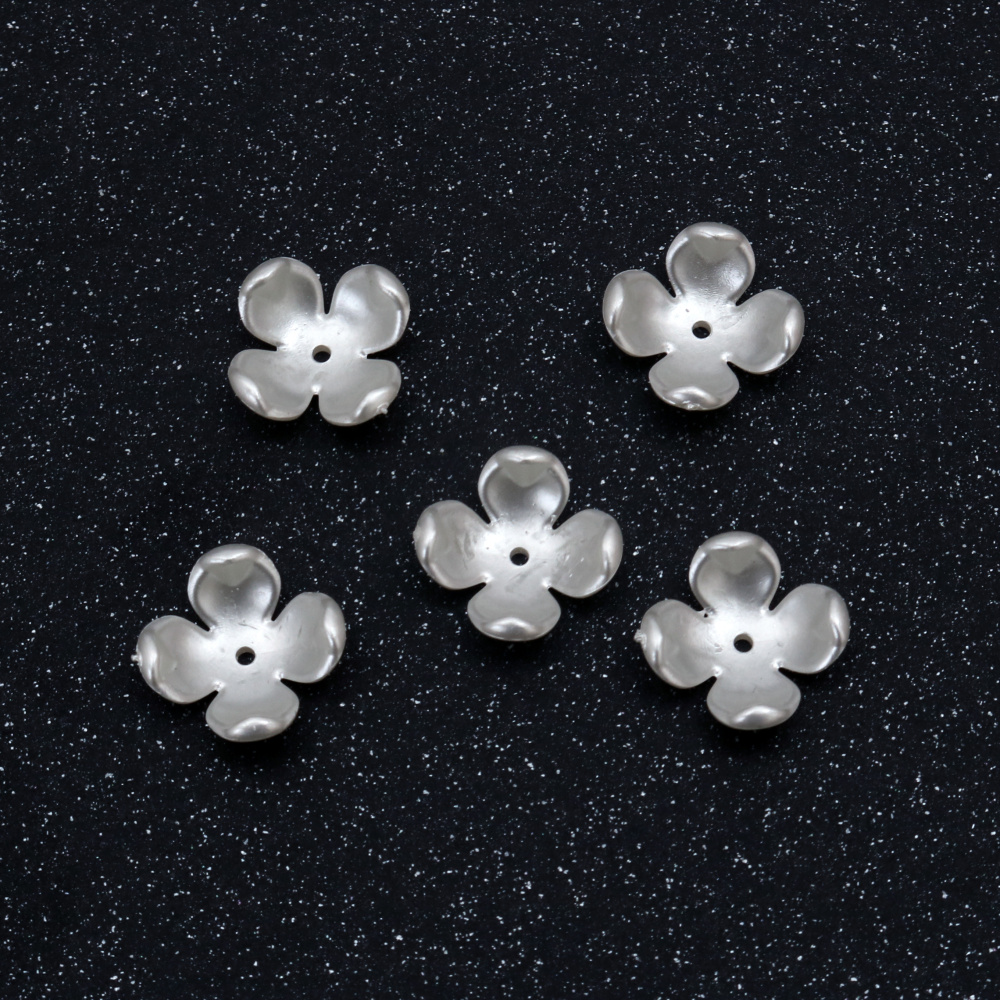 Pearl Acrylic Flower Bead Caps /  17x5 mm, Hole: 1.5 mm / Cream - 10 pieces