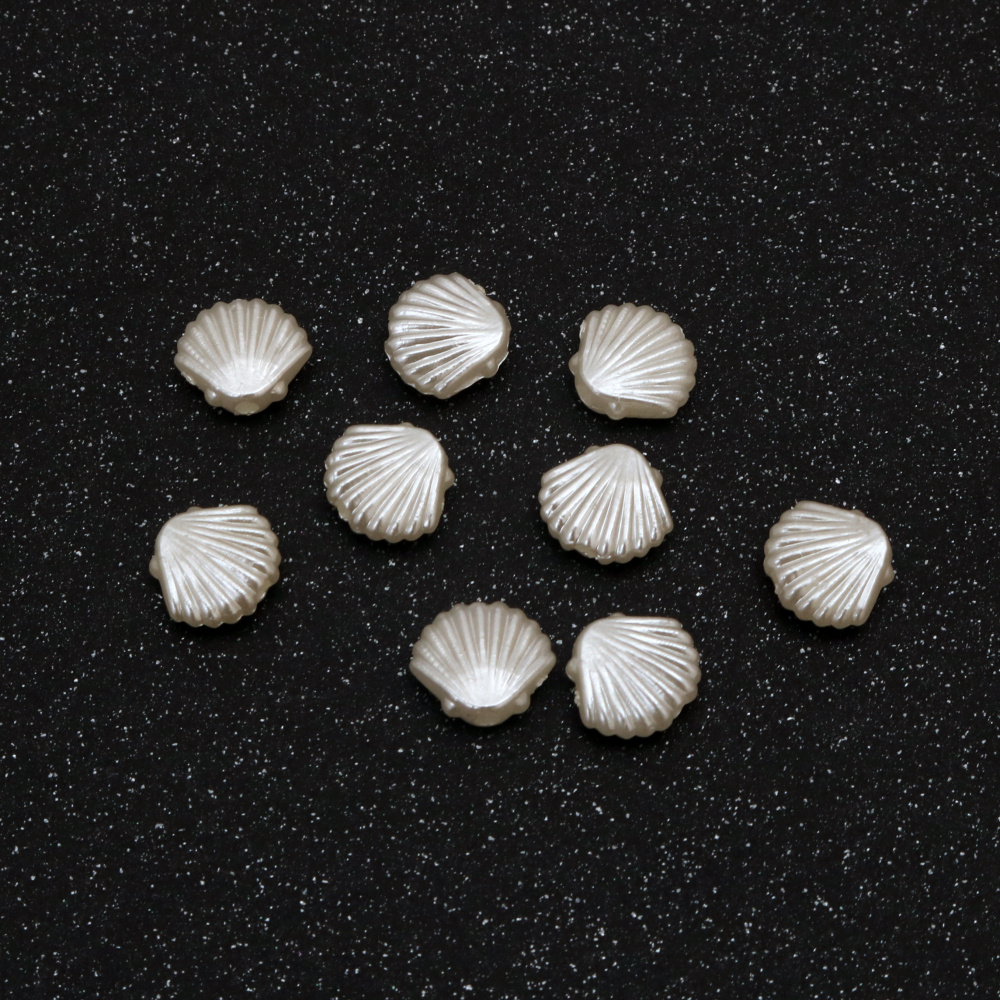 Acrylic Pearl Shell Bead / 11x10x4 mm, Hole: 1 mm / Cream - 50 pieces