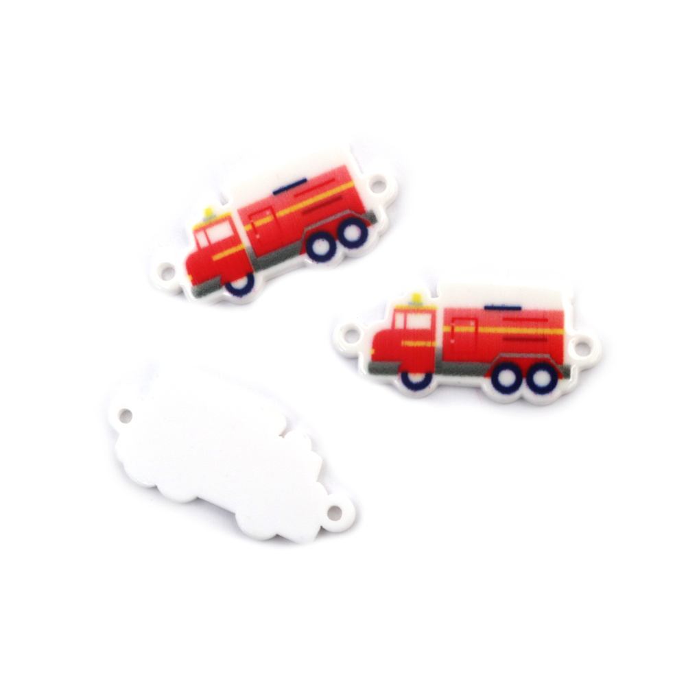 Connecting Element / Fire Truck,  32x15x2 mm, Hole: 2 mm - 10 pieces