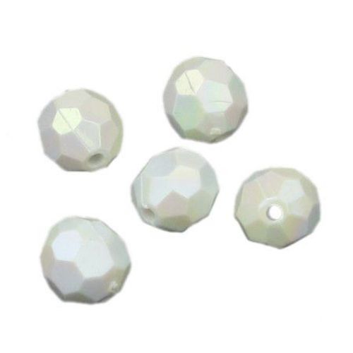 Bead solid ball 10 mm hole 1.5 mm multi-walled white RAINBOW -20 grams ~ 35 pieces