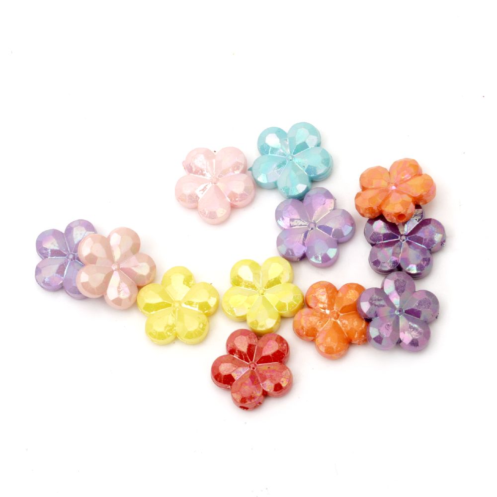 Acrylic beads  flower 15x4 mm hole 1 mm arc mix -20 grams ~ 40 pieces