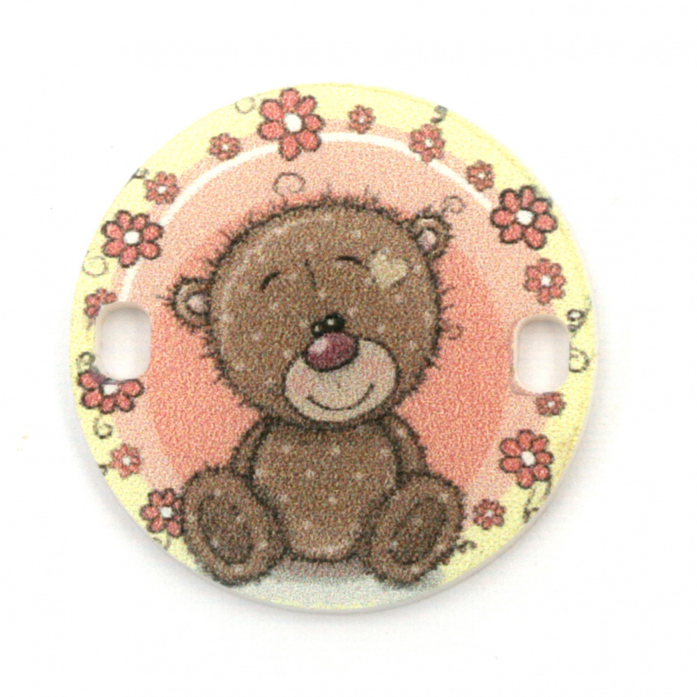 Plastic Link Element for Children Accessories / Teddy-bear, 25x2 mm, Hole: 2x3 mm - 5 pieces